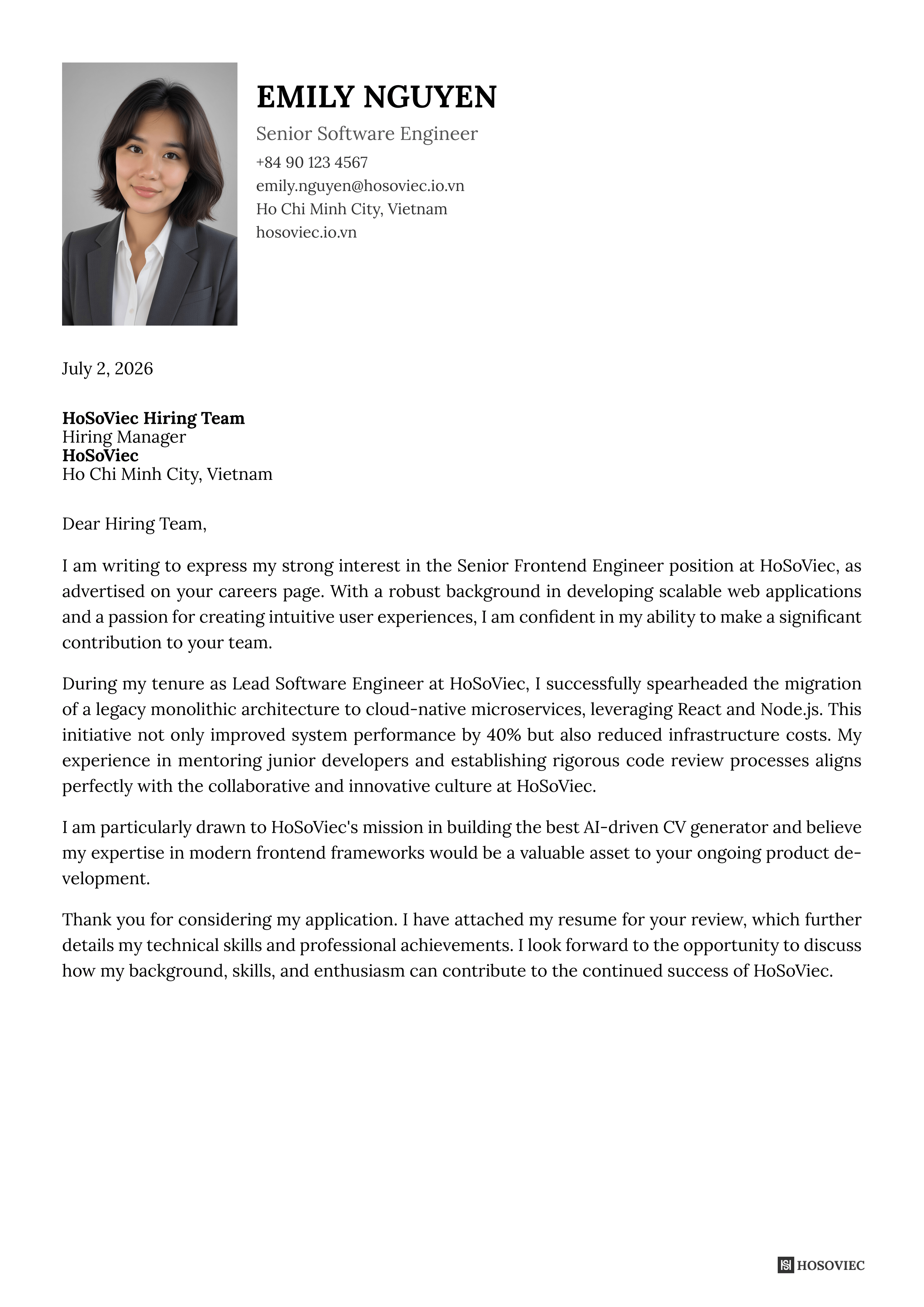 Standard Cover Letter Template