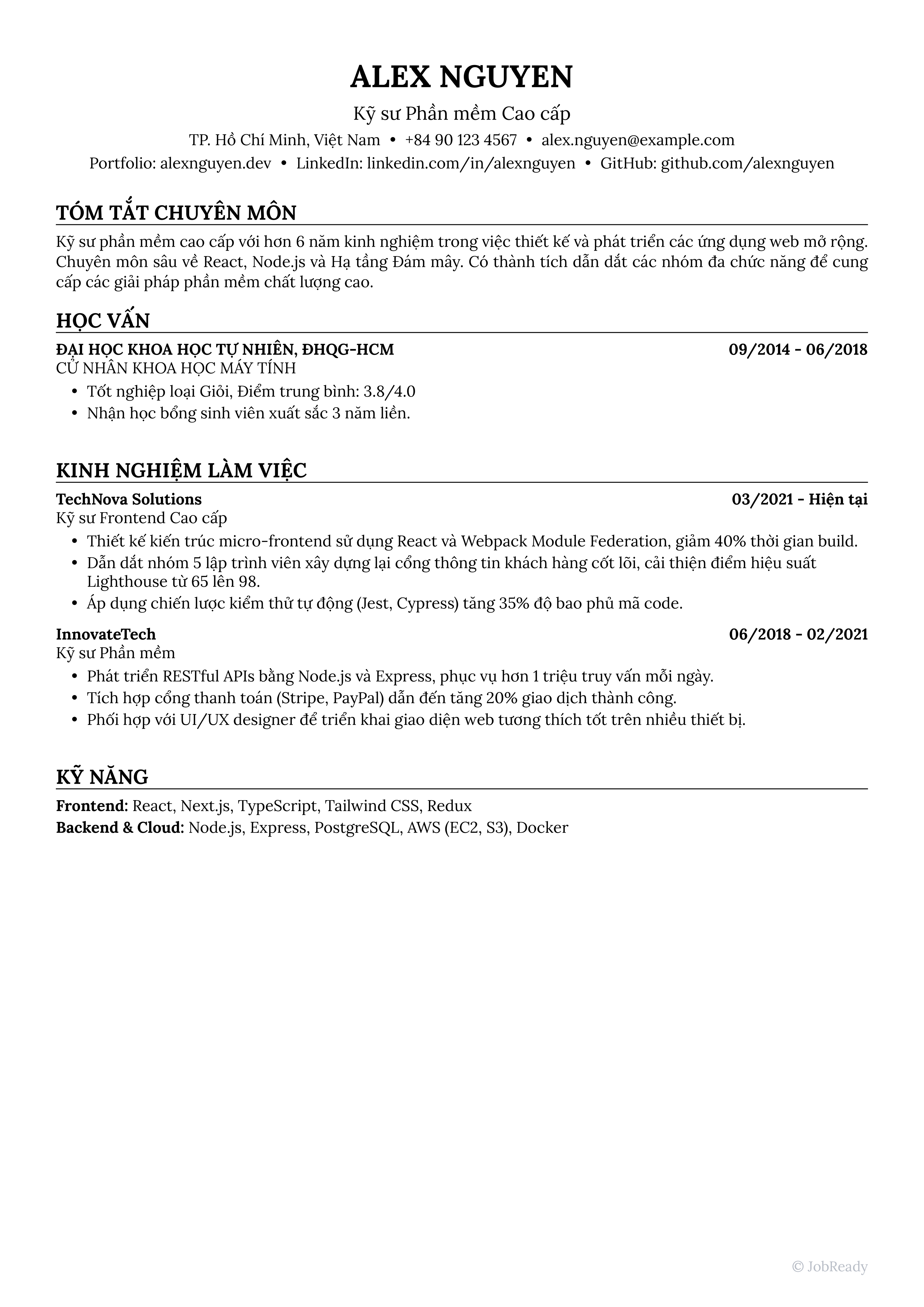 Mẫu CV Harvard Classic